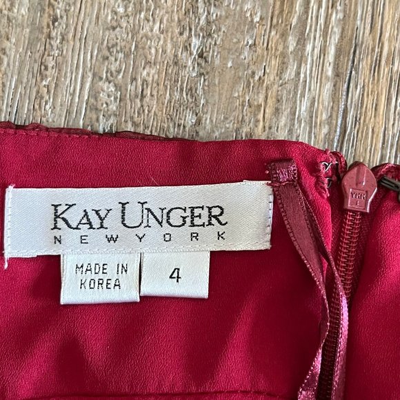 Kay Unger Metallic Red Chiffon Halter Ball Gown - Size 4 - Picture 9 of 12